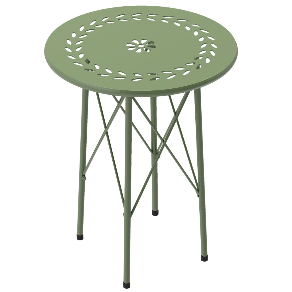 Tavolino giardino rotondo ¨C Xylo ¨C Acciaio verde con fiori ? 40x50 cm