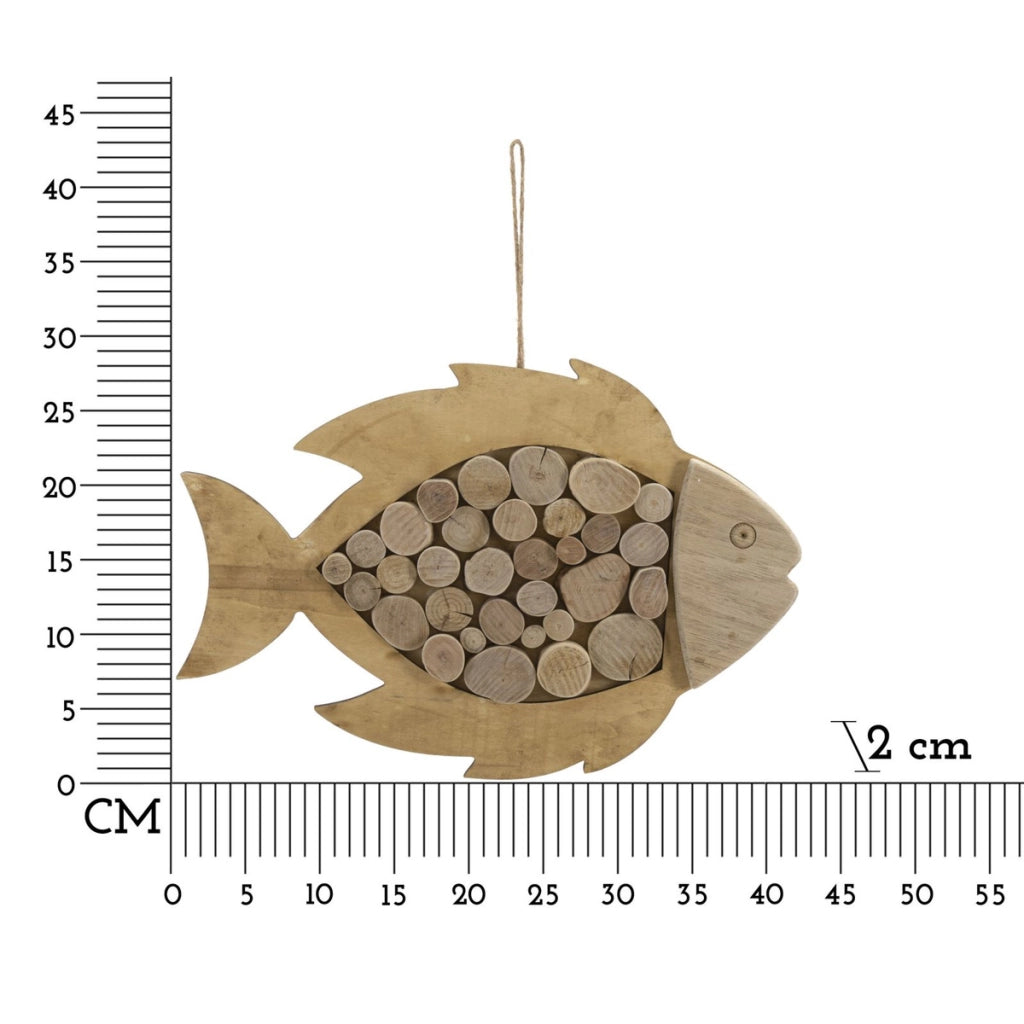 Decorazione in Metallo e Legno Pesce, Marrone, Legno, 42,5x2x28,5 cm