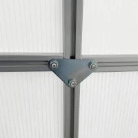 Serra da Giardino in Policarbonato 7,1 M², Dim, 1,9 L x 3,75 L x 1,99 M con Fondazione, Abbaino Regolabile, Porta Scorrevole, Argento e Trasparente