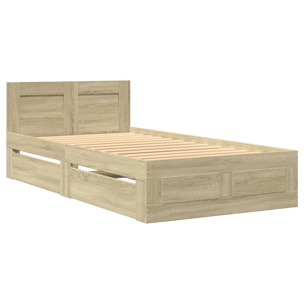 Giroletto con Testiera-Struttura Letto con testiera Rovere Sonoma 75x190cm Legno Multistrato 501887