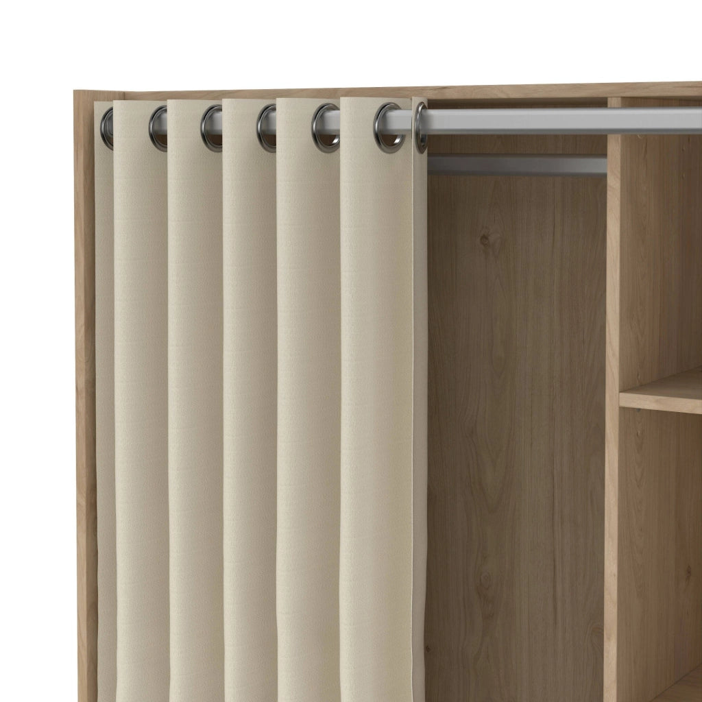 Guardaroba grande Jal, Mobile camera da letto, Cabina armadio portabiti, Armadio appendiabiti, 105x48 h180 cm, Rovere e Beige