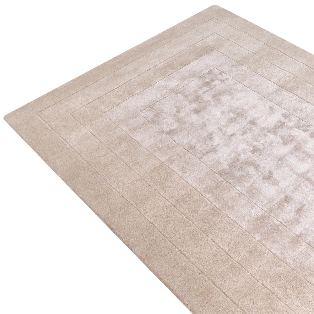 Tappeto stile moderno in viscosa e lana realizzato a mano rettangolare 160 x 230 cm beige