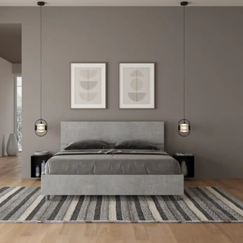 Letto matrimoniale senza rete 160x190 testata dritta cemento Demas