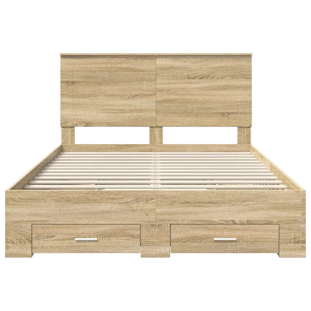 Struttura del letto con testiera Rovere Sonoma 140 x 190 cm
