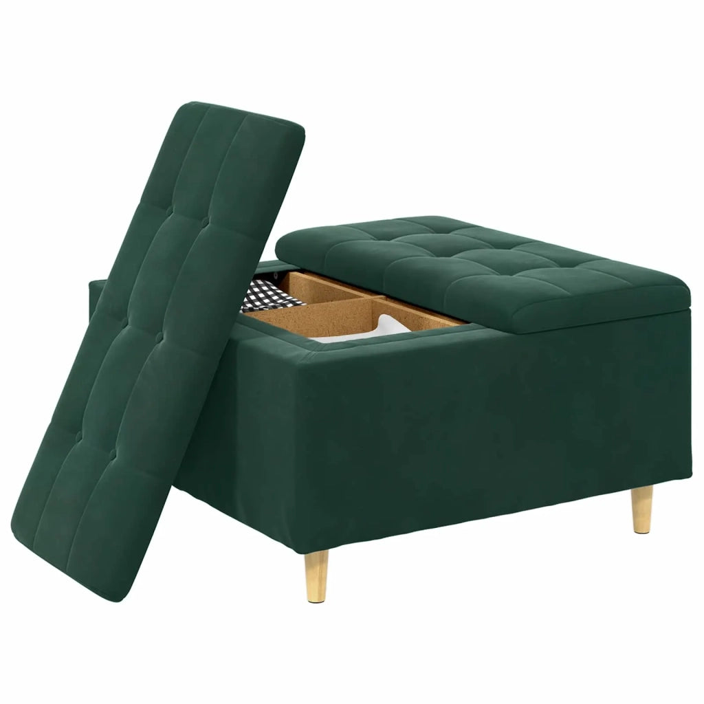 Pouf contenitore Verde Scuro 80 x 80 x 45 cm Velluto 876842