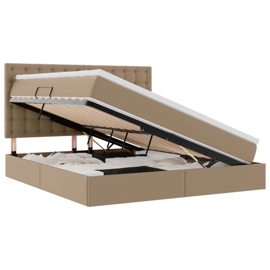 Letto con contenitore e LED con led Cappuccino 180 x 200 cm 3372316