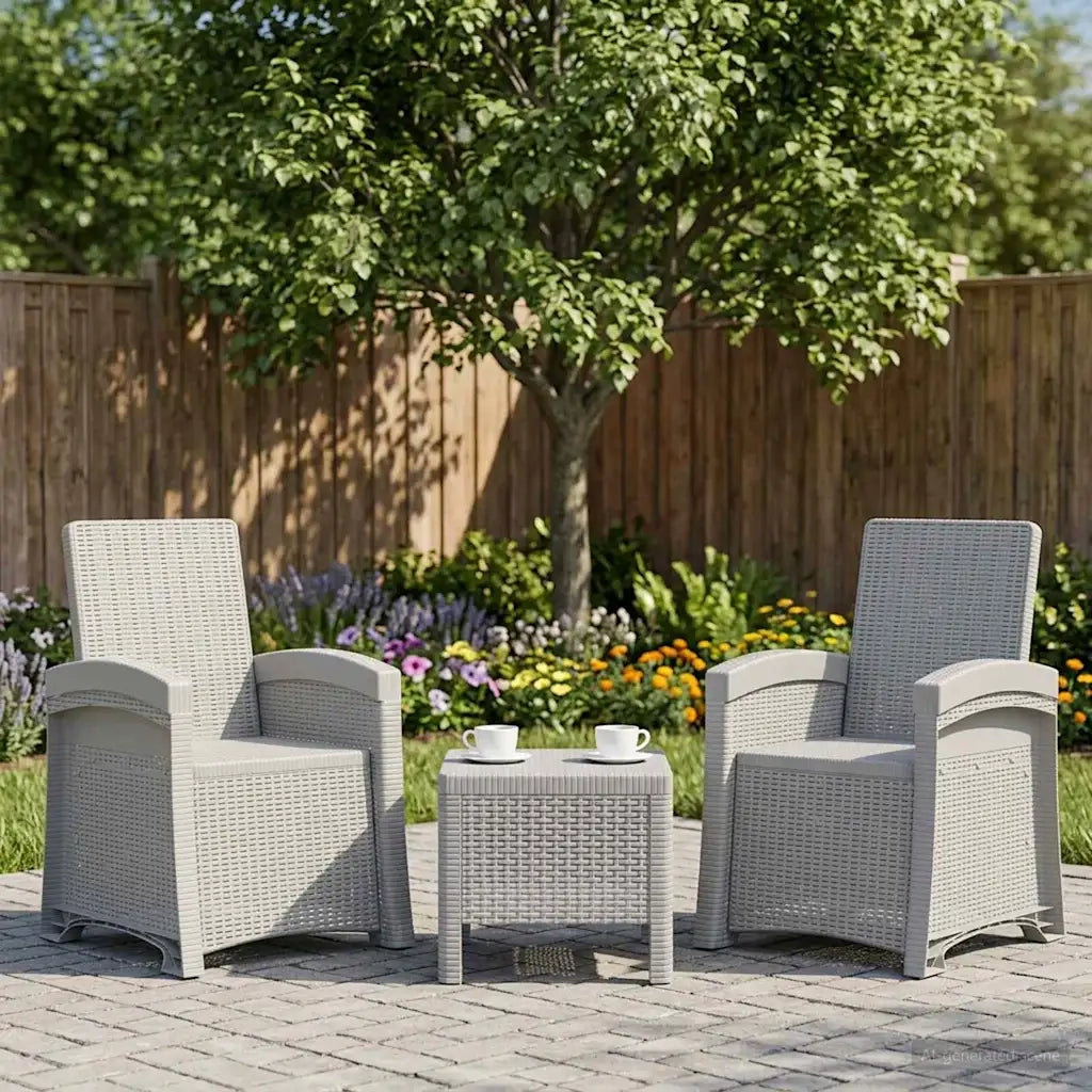 Sedia da giardino reclinabile effetto rattan 2 pcs Bianco PP 8011998