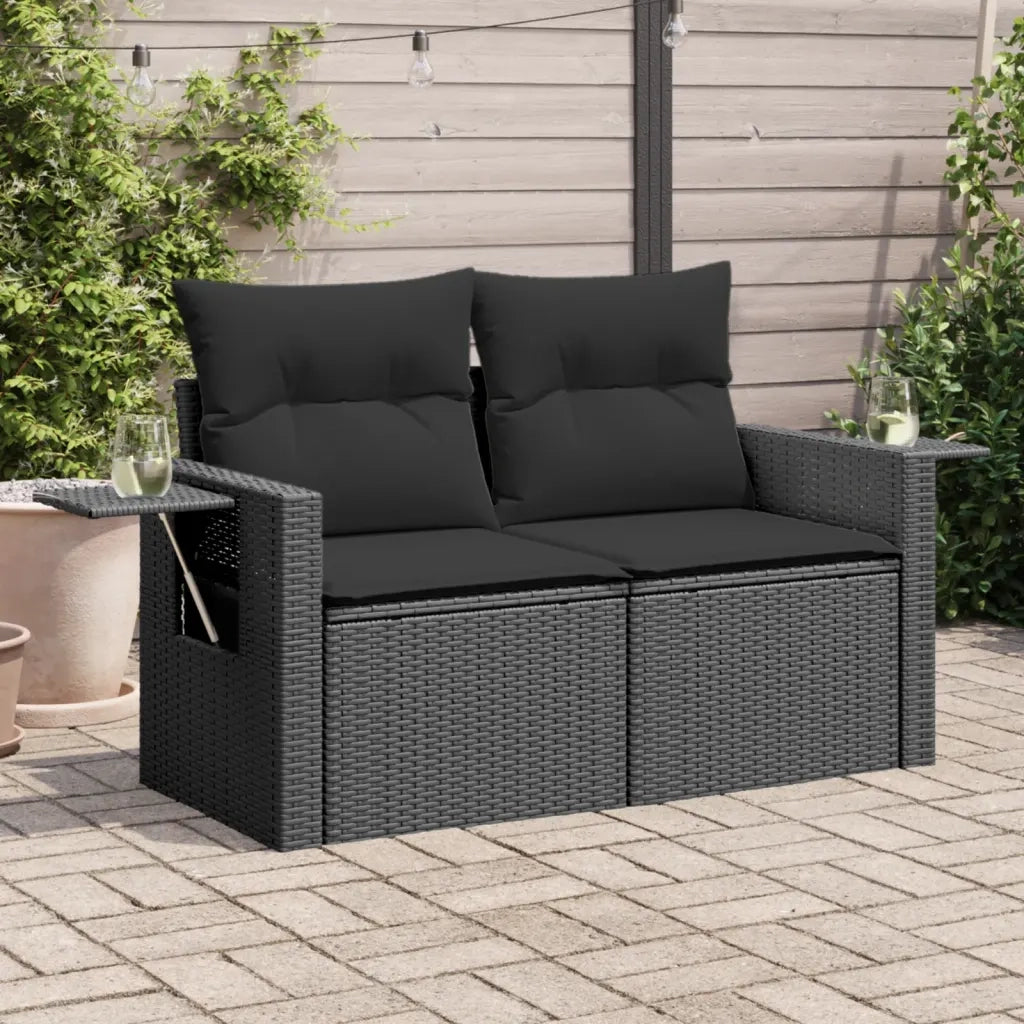 Divano da Giardino con Cuscini a 2 Posti Nero in Polyrattancod mxl 111716