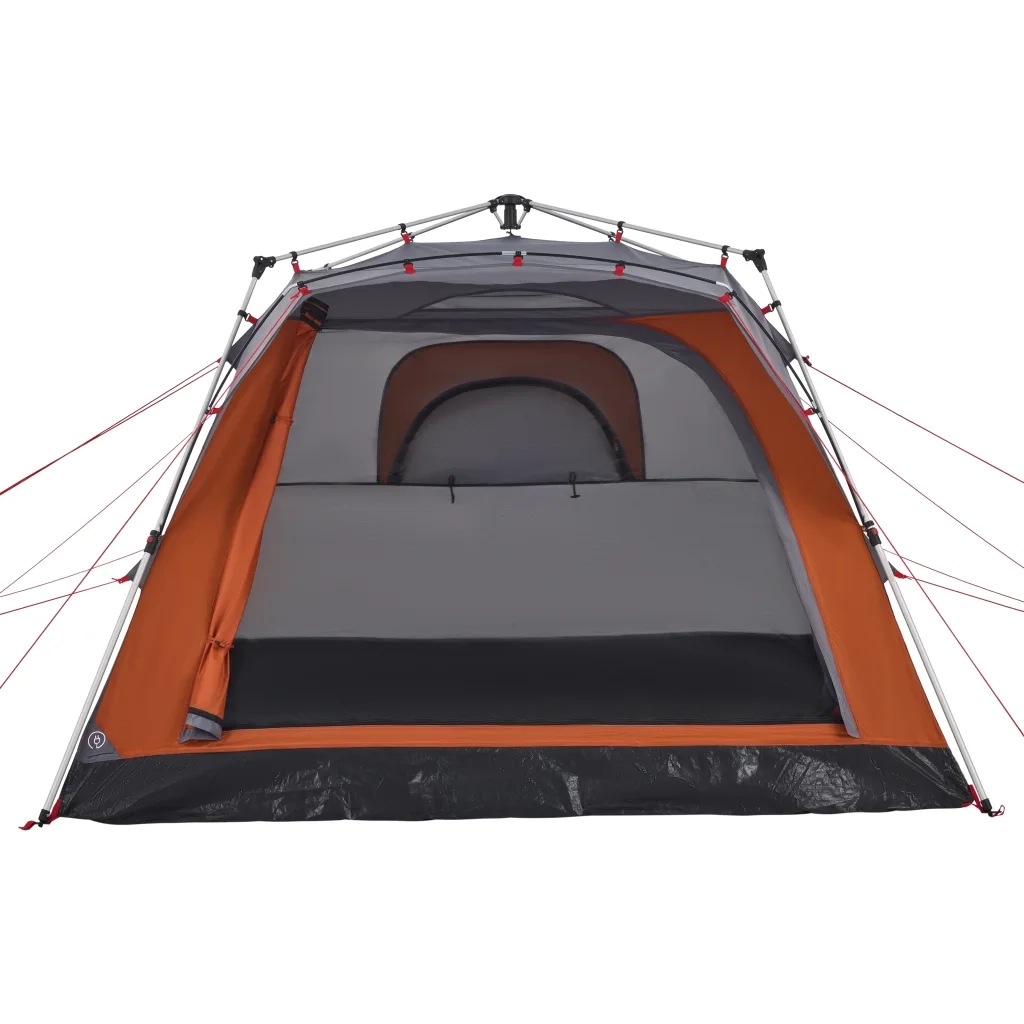Tenda Campeggio Cabina 4 Pers.-Tenda per Escursionismo Grigio Arancione Rilascio Rapido 237025