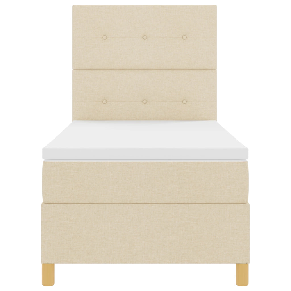 Letto a Molle con Materasso e LED Crema 90x200 cm Tessuto