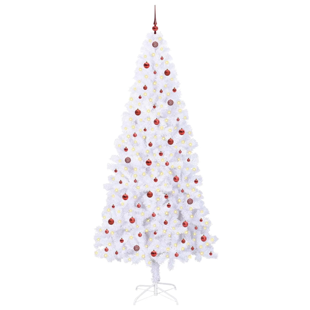 Albero di Natale Artificiale-Albero Natalizio Bianco 240 cm PVC e Acciaio 482708
