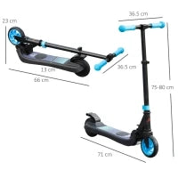 Monopattino Elettrico Pieghevole per Bambini 6+ Anni ad Altezza Regolabile, 71x36.5x75-80 cm, Nero e Azzurro