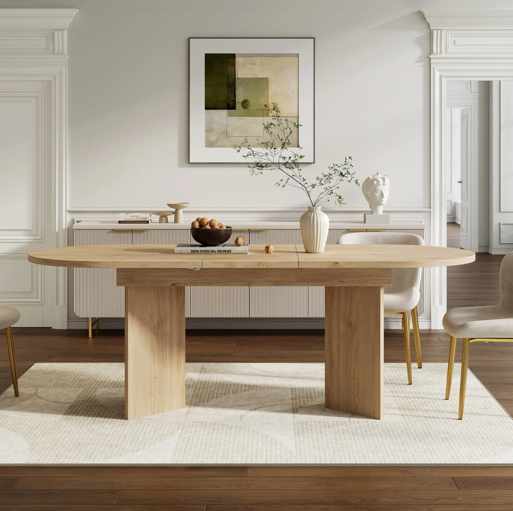 Tavolo da pranzo allungabile in MDF; finitura rovere