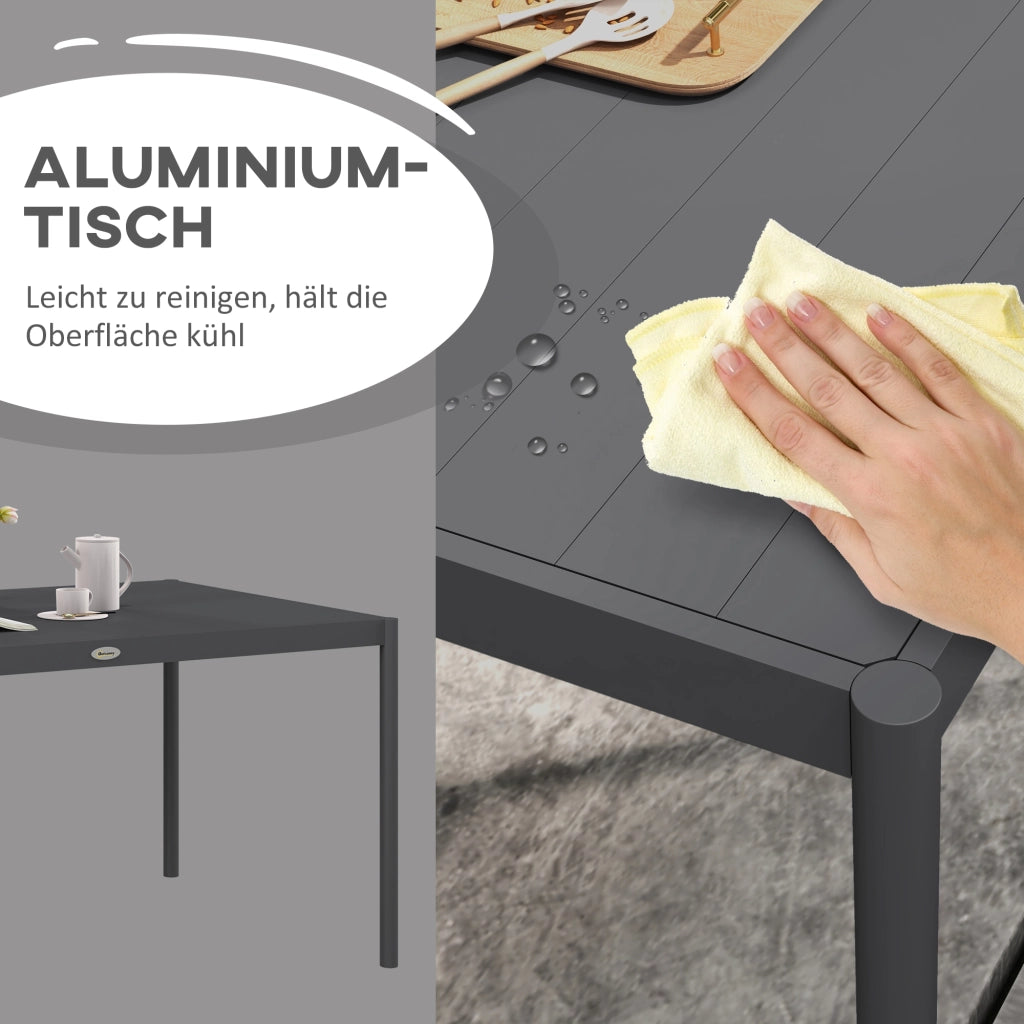 Tavolo da Giardino in Alluminio ¨C zephmum ¨C Grigio Scuro 145x90x74 cm