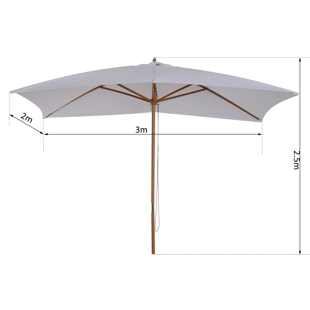 Parasole rettangolare per giardino grande ¨C zephmum ¨C bianco 300x200x250 cm
