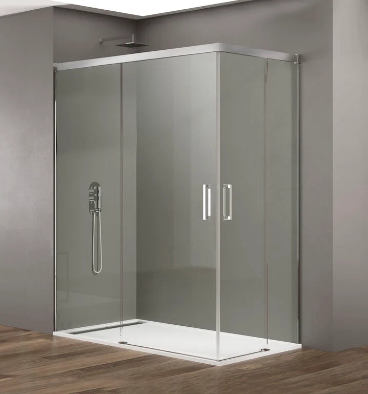 Box doccia angolare BASIC apertura al vertice 80x75 cm (75-80/70-75) cromo lucido vetro trasparente