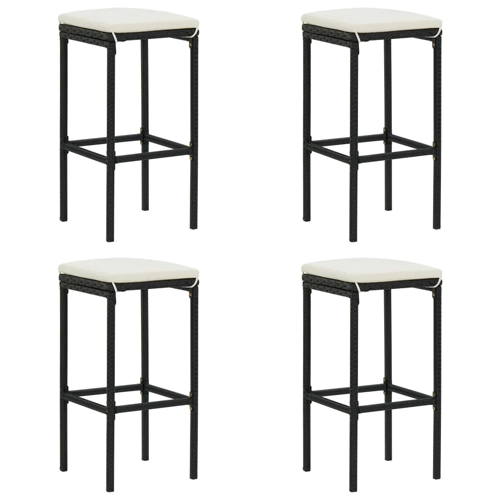Set bar da giardino da 5 pezzi con cuscini in polyrattan nero 02_0013388