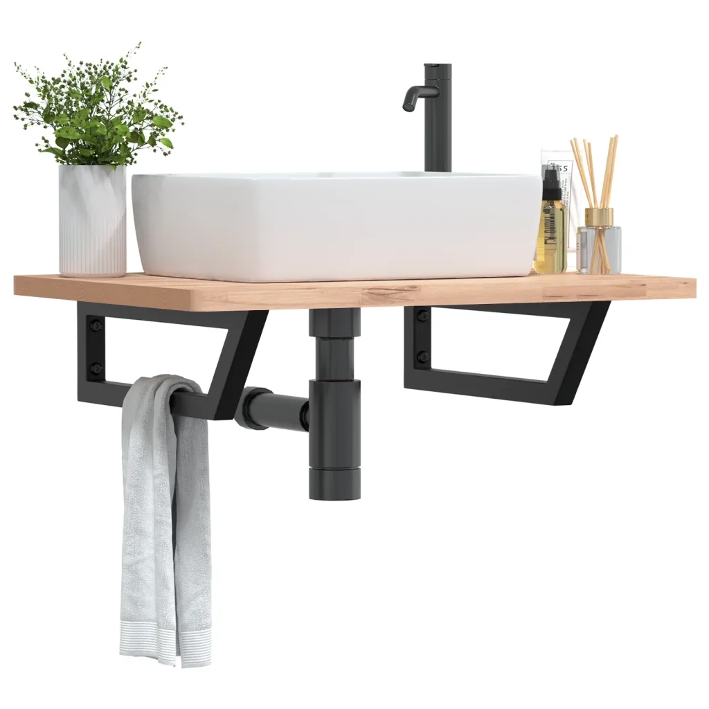 Reggimensole per Lavabo 2 pz-Supporti per mensole a muro Nere Trapezio in Acciaio 930224