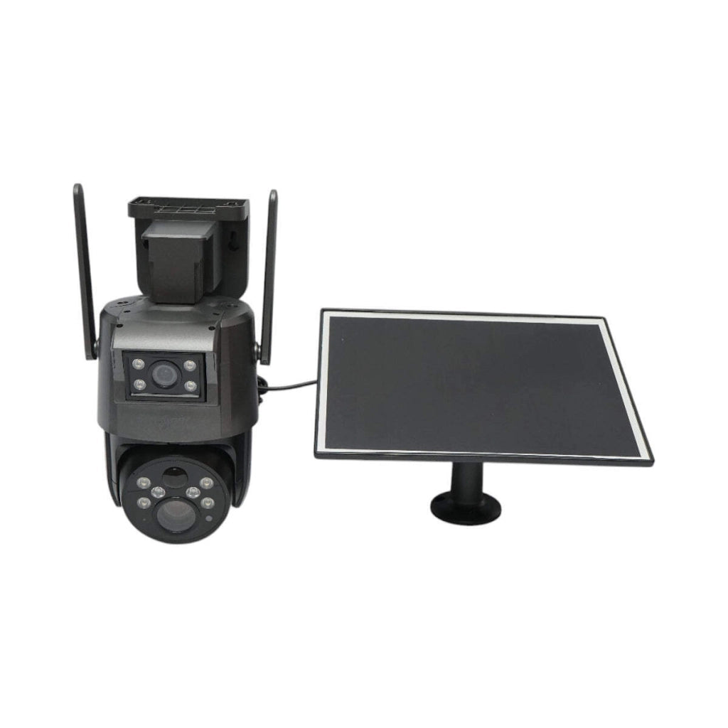 Telecamera di sorveglianza con lente doppia 6 MP, 4G, WIFI 2.4 GHz, pannello solare, batteria da 10.000 mAh, controllo PTZ a 360°, rilevamento umano PIR, visione notturna e applicazione Ubox