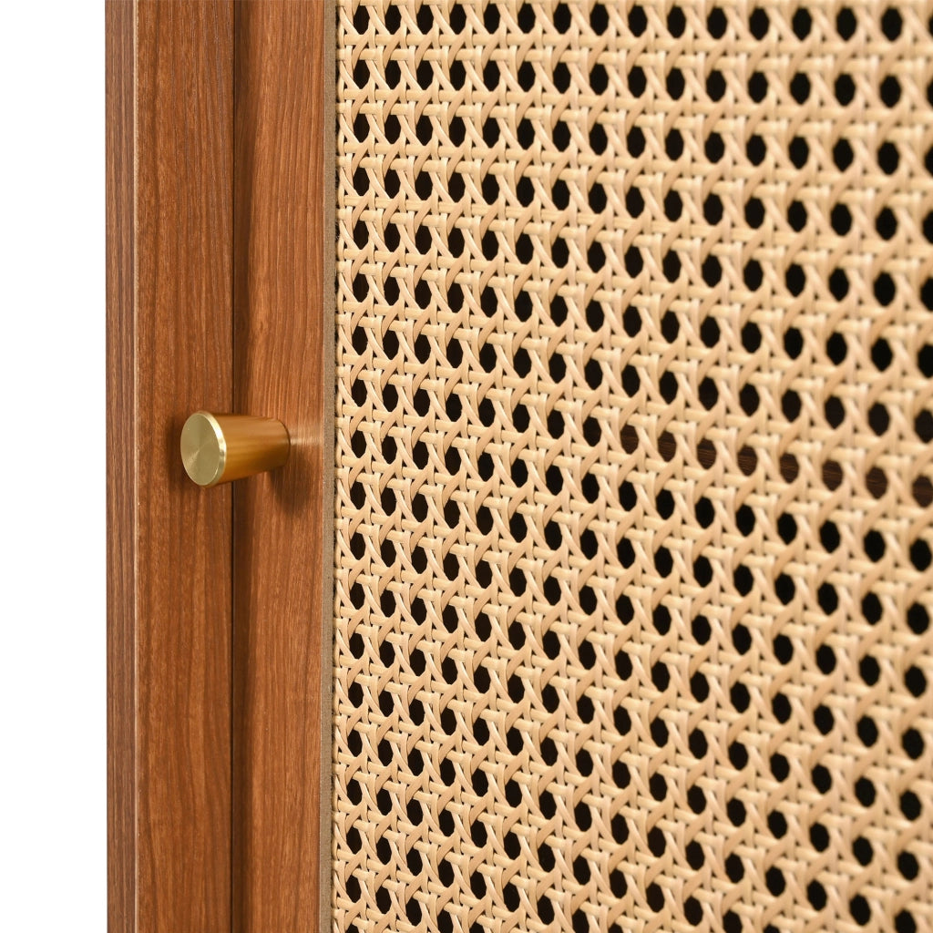 Credenza con 3 cassetti e 3 ante scorrevoli in MDF effetto noce con ripiani regolabili 120 × 40 × 78 cm