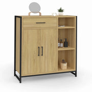 IDMarket - DETROIT mobile bagno 1 cassetto 2 ante armadio e ripiani design industriale