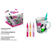 Trade Shop - Tazza Portapenne Da Colorare Minnie Disney Bicchiere Pennarelli Colori Regalo -