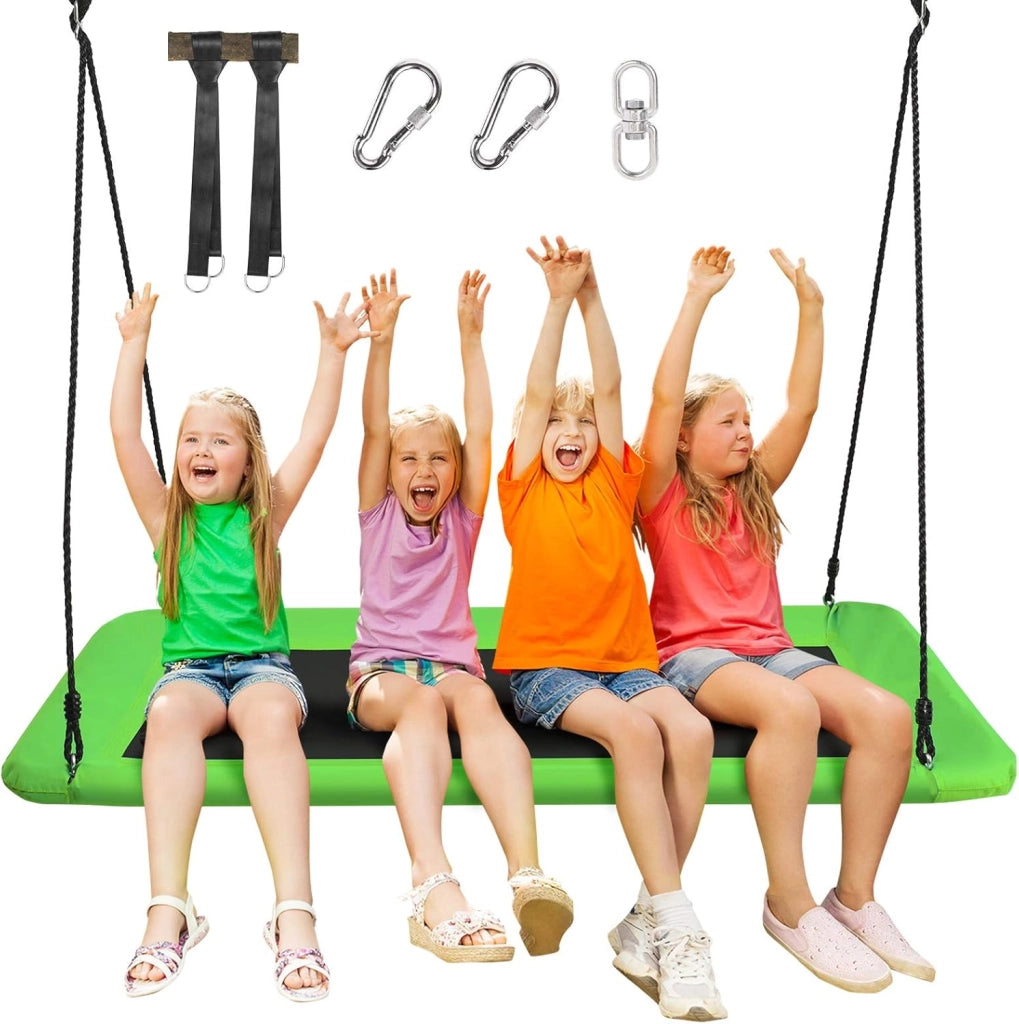 Altalena da Giardino per Bambini, Altalena 150cm con Struttura in Acciaio, Con Corde Regolabili, Adatta per Portico Cortile Giardino (Verde)