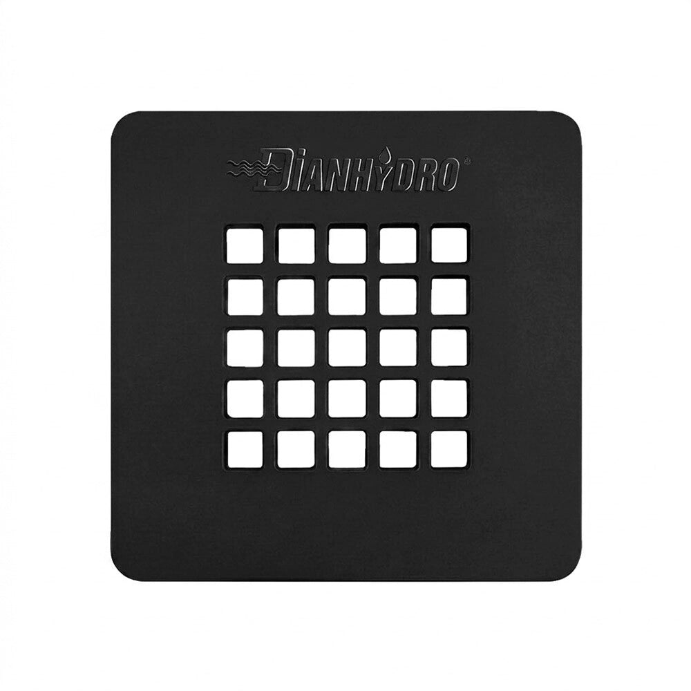 Griglia per piatto doccia nero in acciaio inox quadrata 12,5x12,5 cm