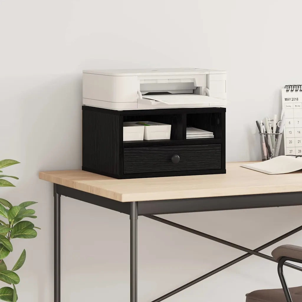 Supporto per Stampante con cassetto Rovere Nero 40 x 32 x 24 cm