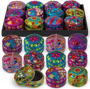 Scatole decorative orientali - scatole di lusso in alluminio - glitter e pailletten - diametro 45 cm x altezza 35 cm - set di 12 - scatole perfette per regali