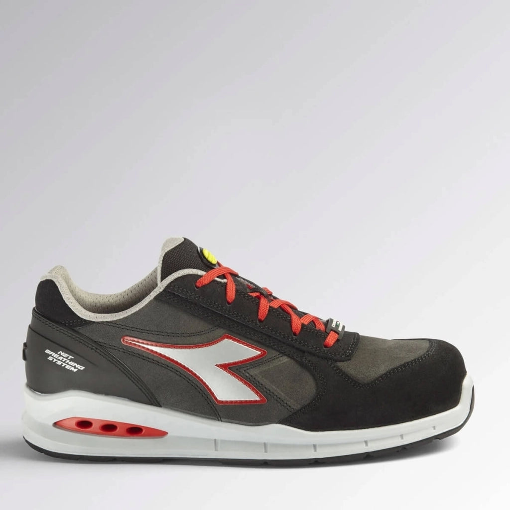 Run Net Airbox Low S3 SRC Scarpe Antinfortunistica Uomo/Donna in Pelle | Diadora Utility Grigio/Rosso/37