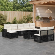 Set Divano da Giardino 10 pz Nero e Bianco Crema polyrattan 3436843