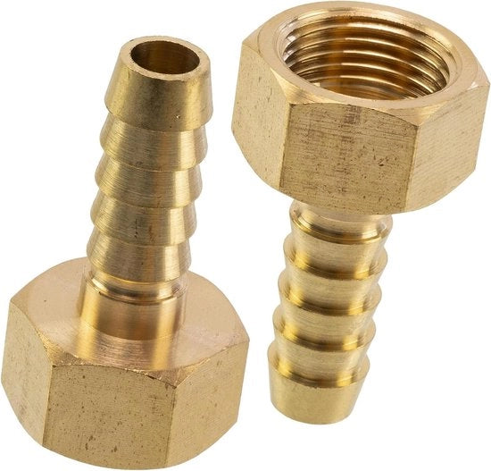 Set di 2 connettori femmina per tubo Ø 10mm in ottone - 3/8" cavo interno - adattatore per sistema di pompa di irrigazione.