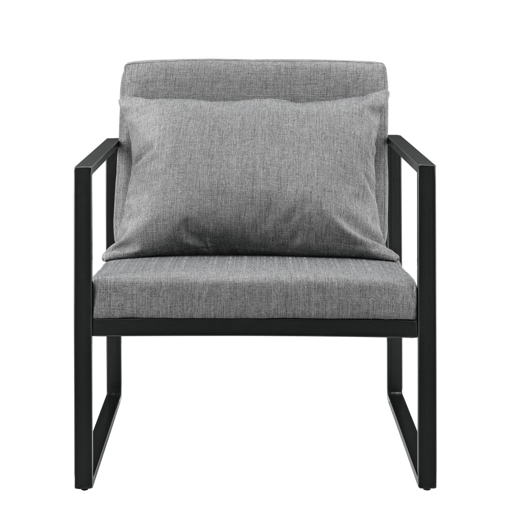Set di 2 Poltrone con Telaio in Ferro Schienale Sedile e Cuscino Imbottiti - Grigio Scuro [en.casa]