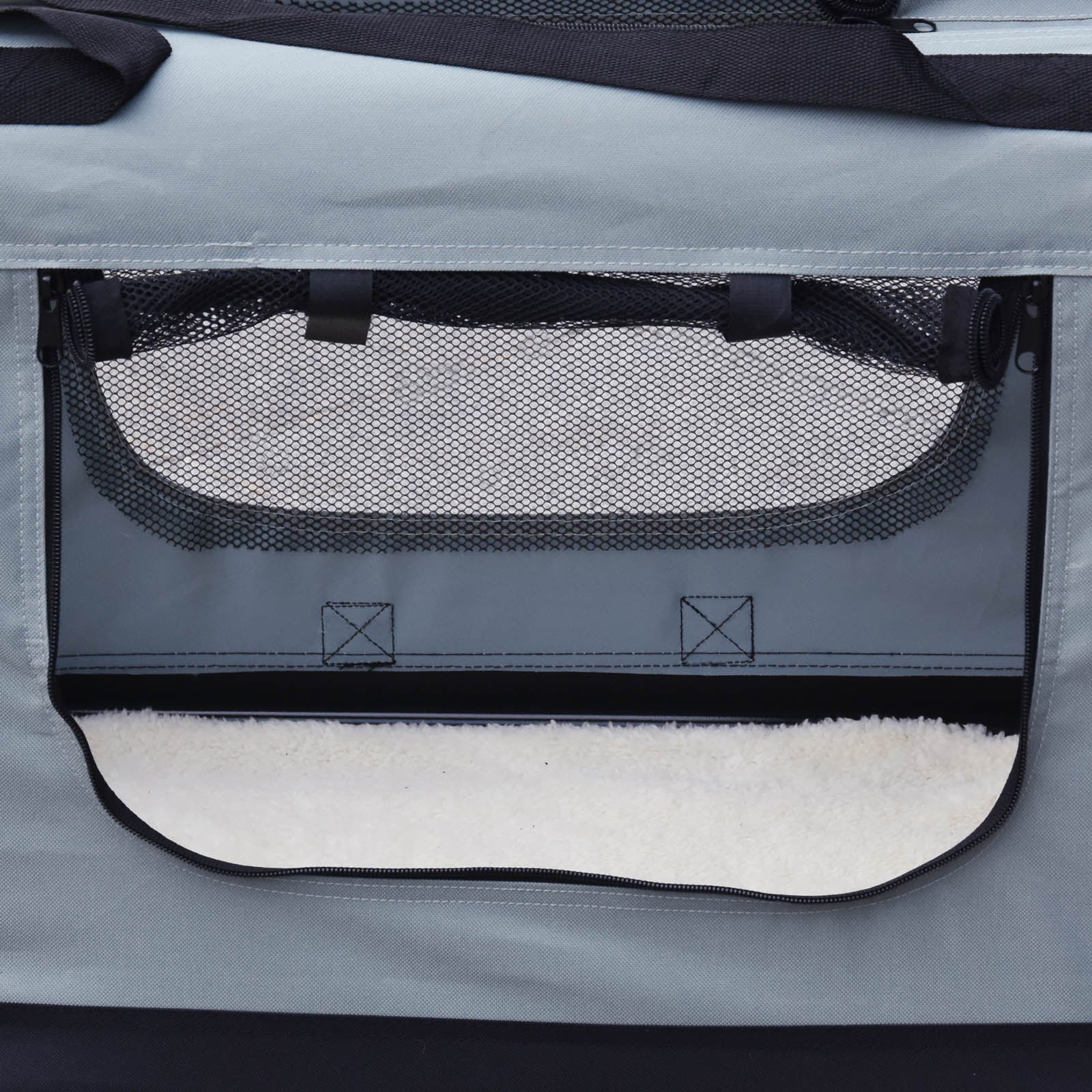 Fudajo Trasportino pieghevole grigio per animali domestici Tagl. XXL (90x60x64cm) maniglia/copertina