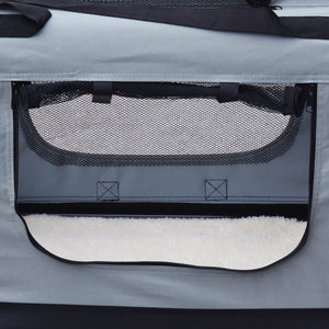 Fudajo Trasportino pieghevole grigio per animali domestici Tagl. XXL (90x60x64cm) maniglia/copertina