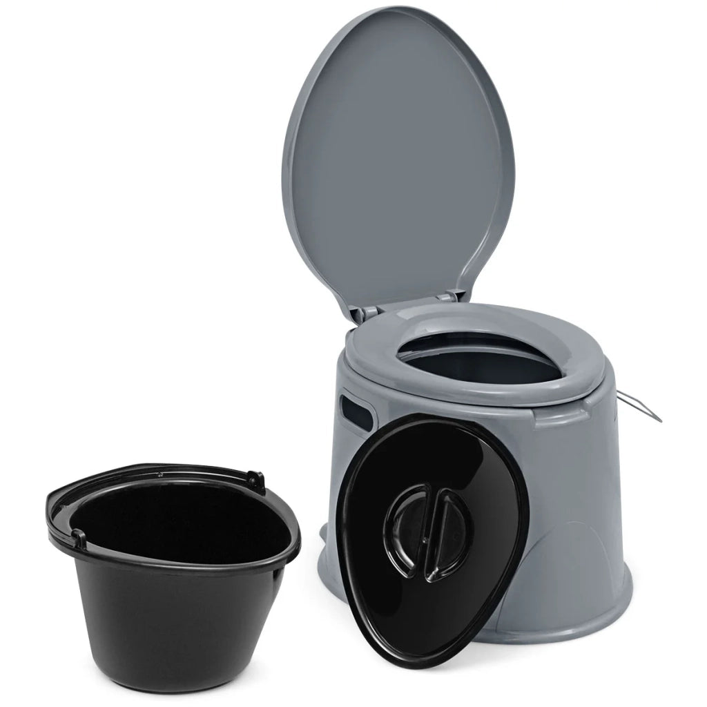 WC portatile compatto per campeggio e attività all'aperto 41 x 49 x 34 cm facile da pulire design ergonomico PP grigio 20_0014384