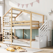 Letto a Castello Baumhaus per Bambini ¨C MINIMAL ¨C 90x200, Legno, Bianco, 2 Reti a Doghe