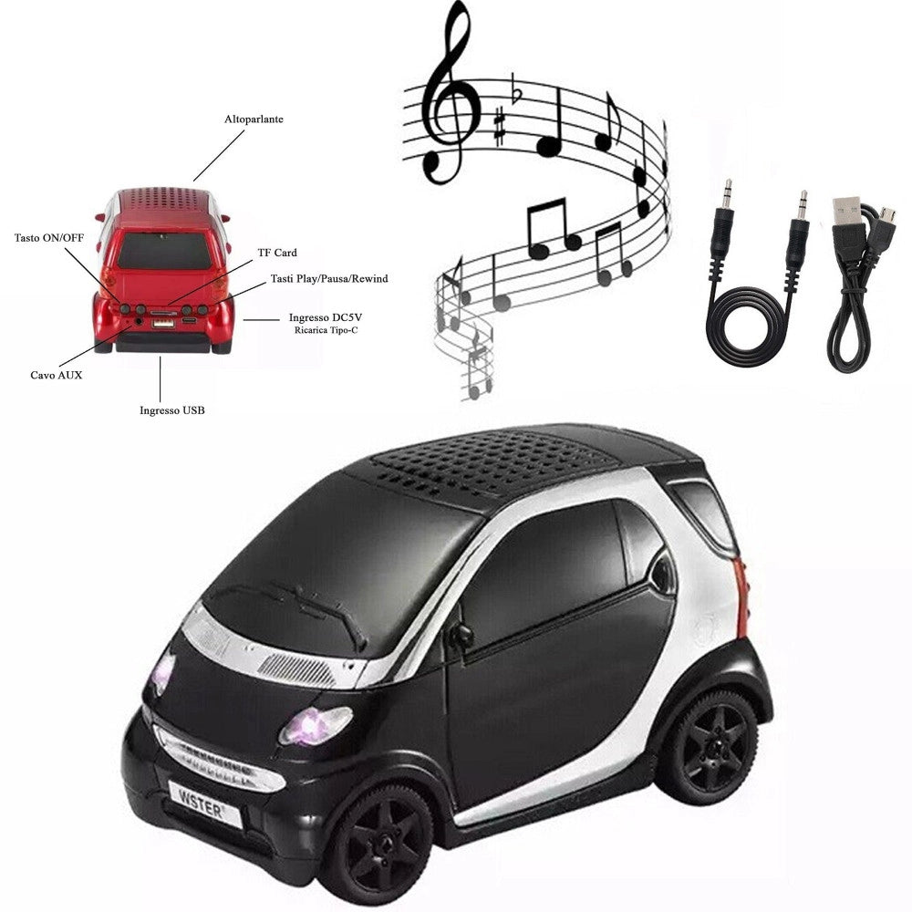 Trade Shop - Cassa Speaker Bluetooth Forma Auto Smart Stereo Tf Usb Aux Portatile Led Q-yx233 -