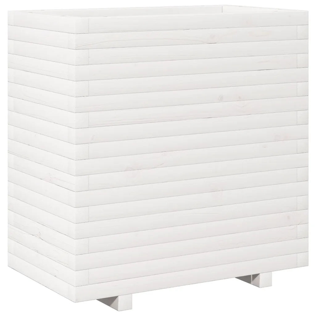 Fioriera da Giardino Bianca 70x40x72,5cm Legno Massello di Pino