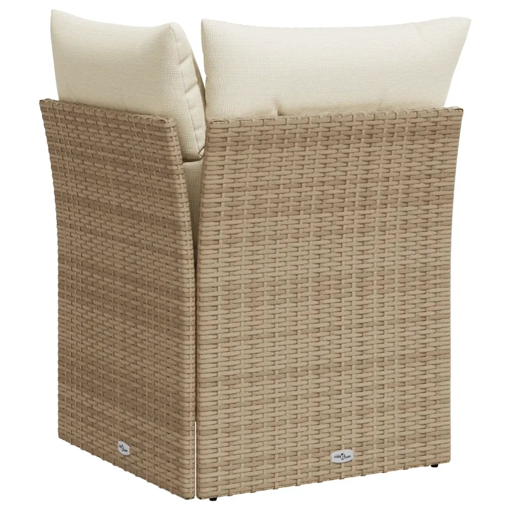 Divano Angolare da Giardino con Cuscini-Sofa da Giardino-Divanetto da esterno Beige in Polyrattan 477463