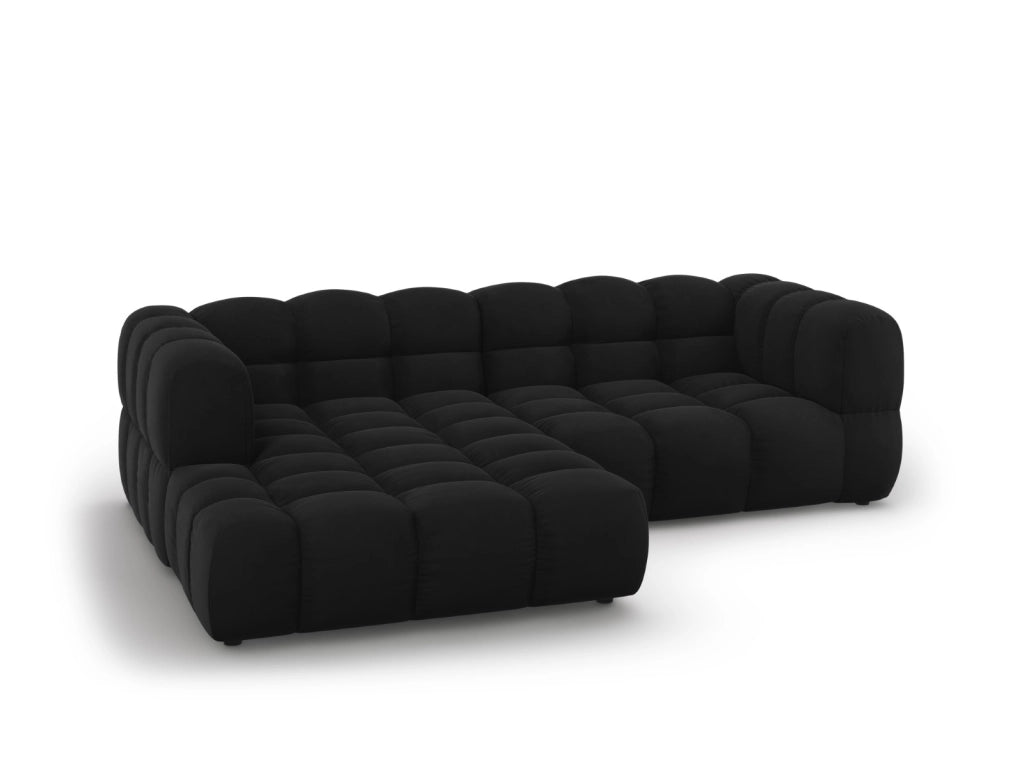 Cosmopolitan Design - Divano angolare modulare sinistro "Sky" 3 posti in velluto nero 