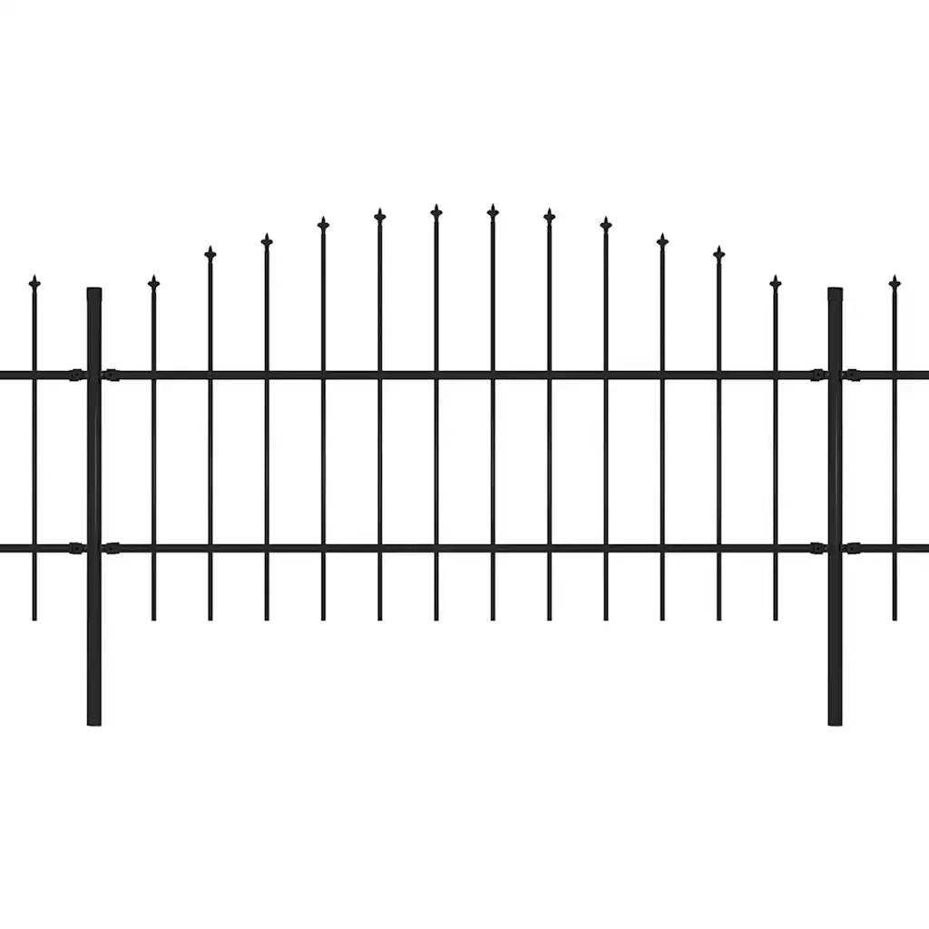 Recinzione da Giardino con Punta a Lancia in Acciaio 1339x100 cm Nera 277719