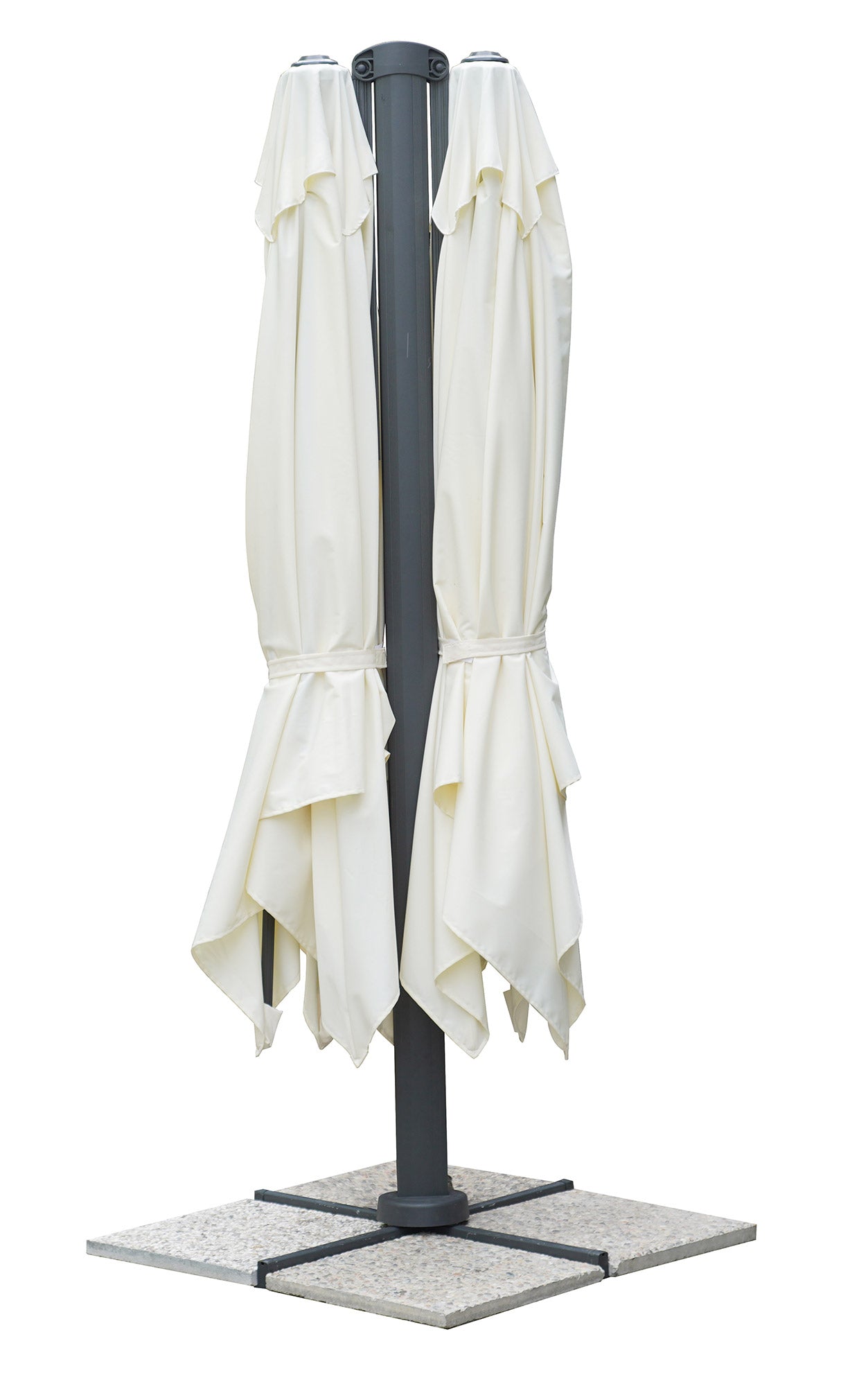 Ombrellone da Giardino Doppio 3x3m + 3x3m Telo in Polietilene Ecrù