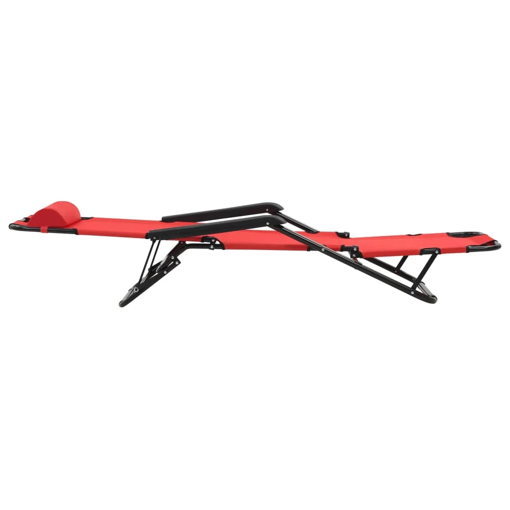 Set di due lettini prendisole pieghevoli con poggiapiedi acciaio rosso 02_0011945