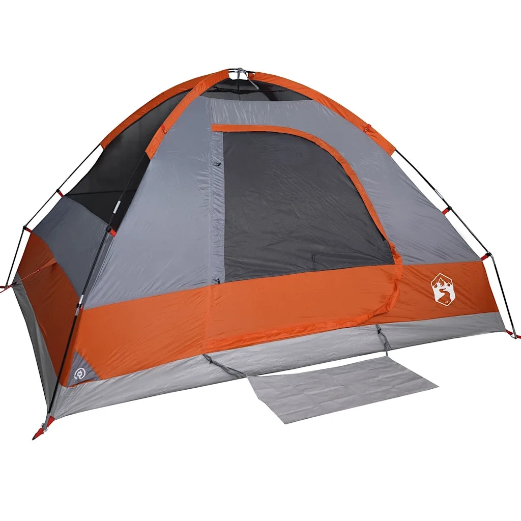 Tenda da Campeggio a Cupola 4 Persone-Tenda per Escursionismo Grigio e Arancione 624610