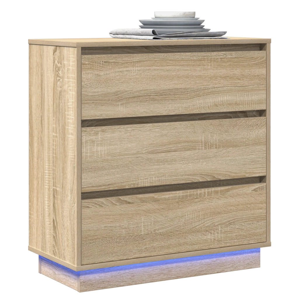 Comodino con LED Rovere Sonoma 71x34,5x75 cm Legno Ingegnerizzato