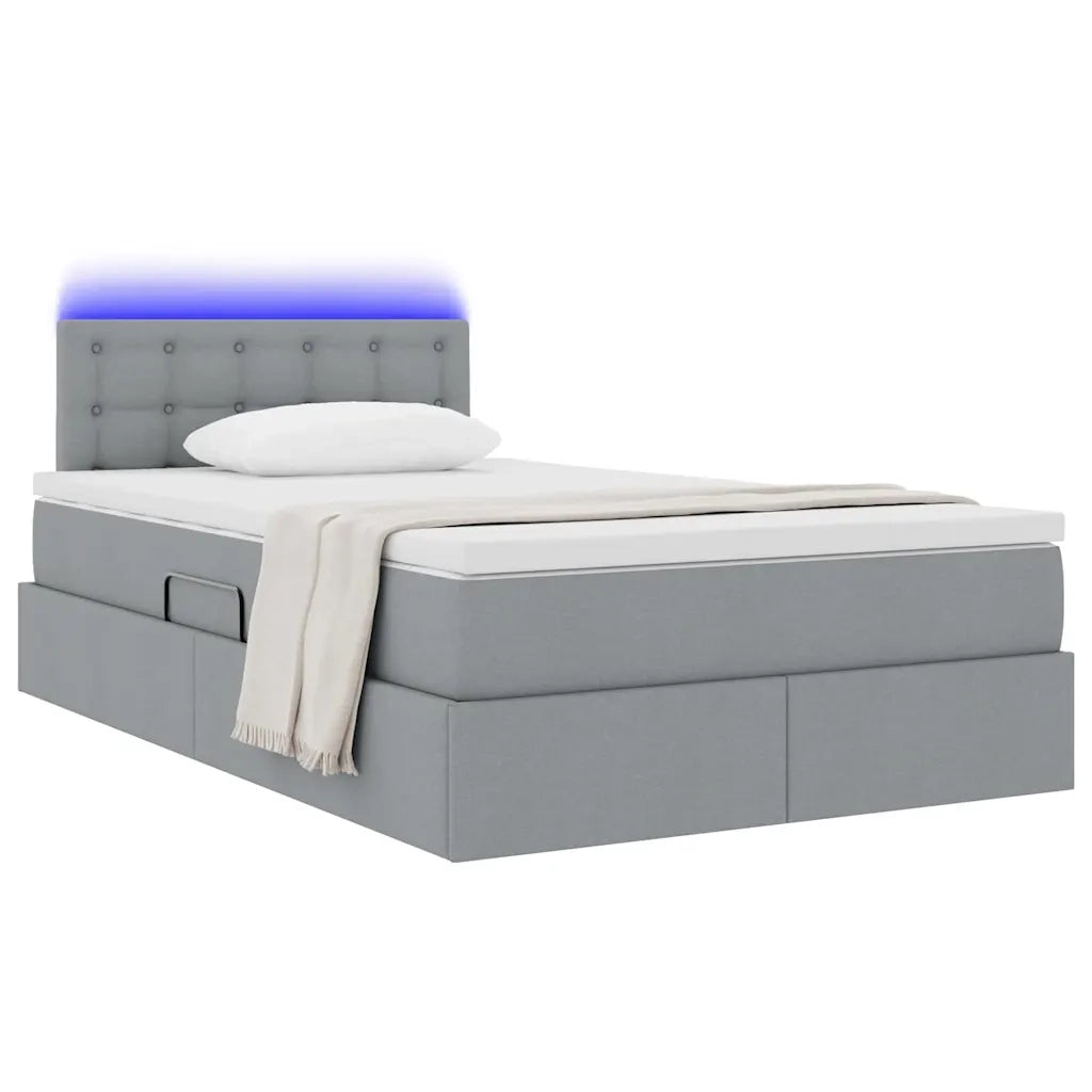 Letto con contenitore LED e materasso Grigio Chiaro