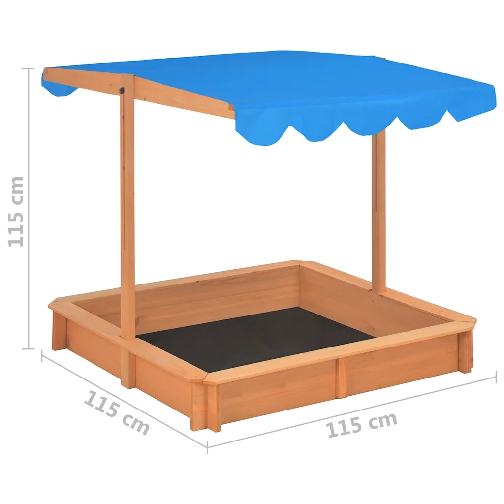 Sabbiera con Tetto Regolabile in Legno di Abete 115x115x115 cm cod mxl 73424