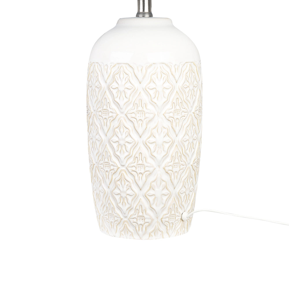 Lampada da tavolo Base in ceramica beige Paralume in tessuto Illuminazione d'ambiente Lampada da tavolo da comodino